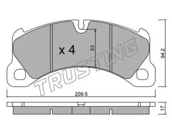 972.0 TRUSTING Комплект тормозных колодок, дисковый тормоз
