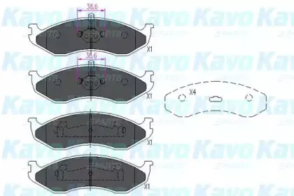 KBP-4016 KAVO PARTS Комплект тормозных колодок, дисковый тормоз