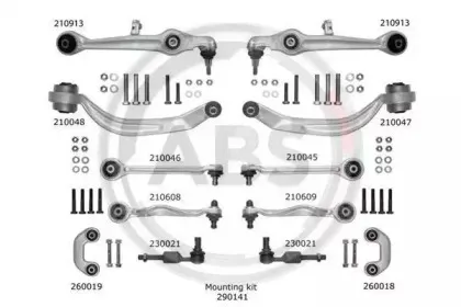219902 A.B.S. Ремкомплект, поперечный рычаг подвески