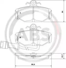36170 A.B.S. Комплект тормозных колодок, дисковый тормоз