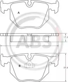 36715 A.B.S. Комплект тормозных колодок, дисковый тормоз