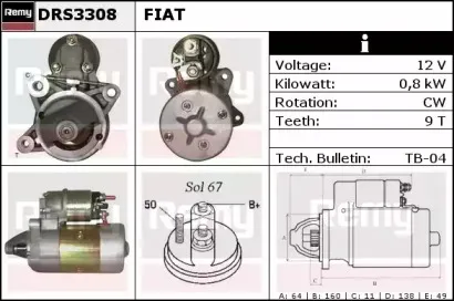 DRS3308 REMY Стартер