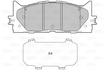 598890 VALEO Комплект тормозных колодок, дисковый тормоз