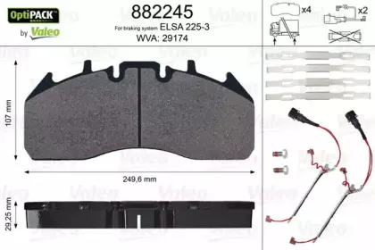 882245 VALEO Комплект тормозных колодок, дисковый тормоз