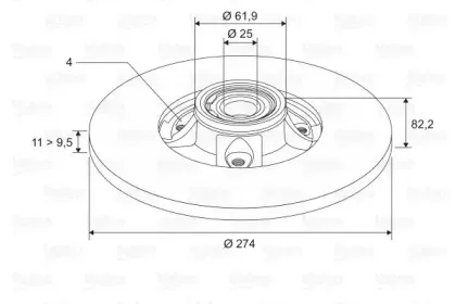 186895 VALEO Тормозной диск