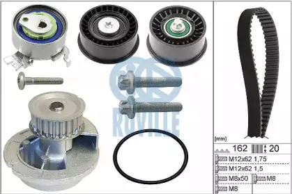 55327722 RUVILLE Водяной насос + комплект зубчатого ремня