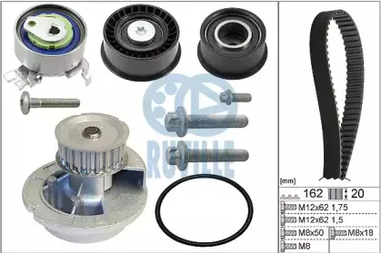 55327732 RUVILLE Водяной насос + комплект зубчатого ремня