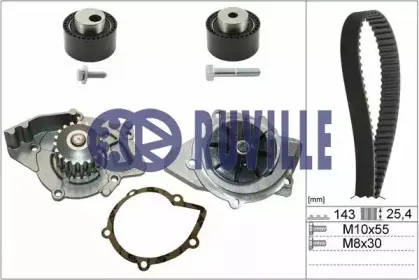 55921741 RUVILLE Водяной насос + комплект зубчатого ремня