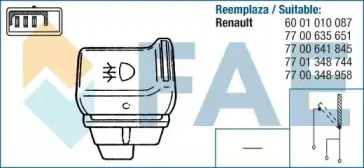 61070 FAE Выключатель, задние противотуманные фонари