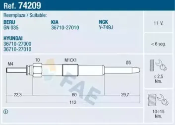 74209 FAE Свеча накаливания