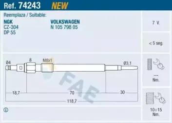 74243 FAE Свеча накаливания