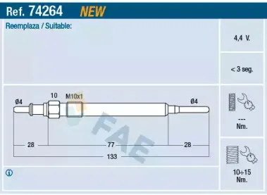 74264 FAE Свеча накаливания