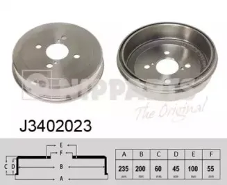 J3402023 NIPPARTS Тормозной барабан