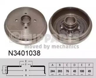 N3401038 NIPPARTS Тормозной барабан