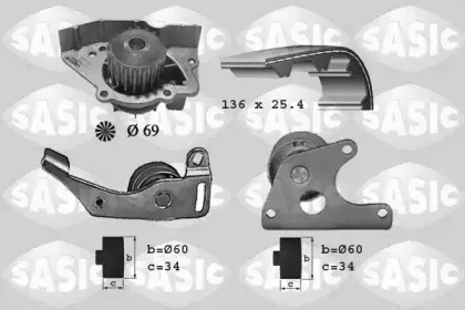 3900022 SASIC Водяной насос + комплект зубчатого ремня