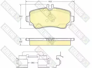 6112931 GIRLING Комплект тормозных колодок, дисковый тормоз