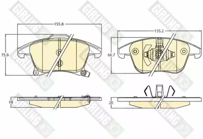 6120922 GIRLING Комплект тормозных колодок, дисковый тормоз