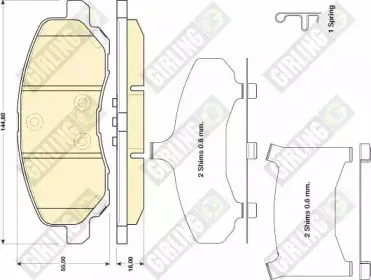 6141429 GIRLING Комплект тормозных колодок, дисковый тормоз