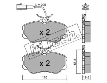 076.0 fri.tech. Комплект тормозных колодок, дисковый тормоз
