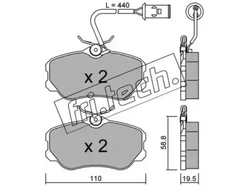 076.1 fri.tech. Комплект тормозных колодок, дисковый тормоз
