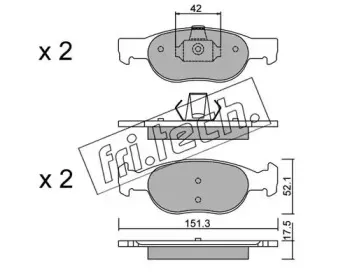 081.1 fri.tech. Комплект тормозных колодок, дисковый тормоз
