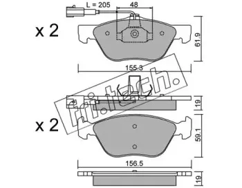 085.0 fri.tech. Комплект тормозных колодок, дисковый тормоз