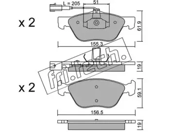 085.1 fri.tech. Комплект тормозных колодок, дисковый тормоз