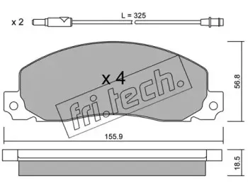 100.0 fri.tech. Комплект тормозных колодок, дисковый тормоз