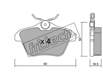 115.0 fri.tech. Комплект тормозных колодок, дисковый тормоз
