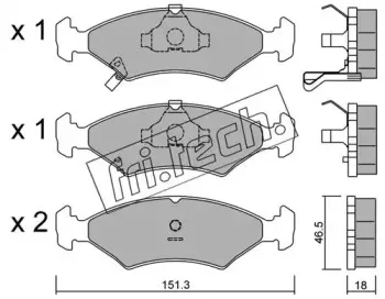 129.0 fri.tech. Комплект тормозных колодок, дисковый тормоз