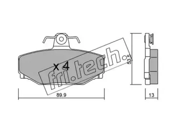 133.0 fri.tech. Комплект тормозных колодок, дисковый тормоз