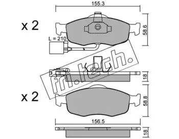148.1 fri.tech. Комплект тормозных колодок, дисковый тормоз