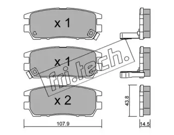 154.0 fri.tech. Комплект тормозных колодок, дисковый тормоз