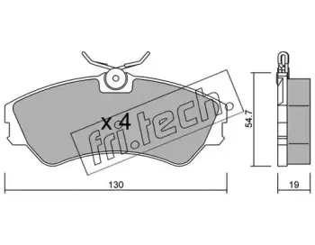165.0 fri.tech. Комплект тормозных колодок, дисковый тормоз