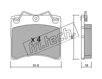 166.0 fri.tech. Комплект тормозных колодок, дисковый тормоз