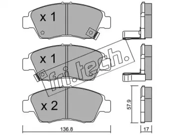 178.0 fri.tech. Комплект тормозных колодок, дисковый тормоз