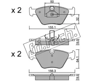 216.5 fri.tech. Комплект тормозных колодок, дисковый тормоз