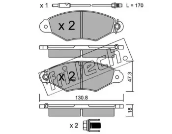 262.1 fri.tech. Комплект тормозных колодок, дисковый тормоз
