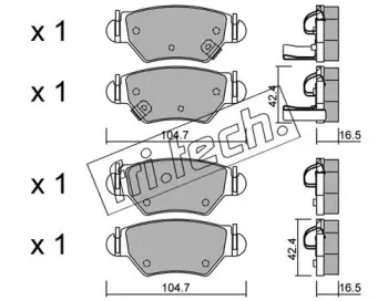 268.0 fri.tech. Комплект тормозных колодок, дисковый тормоз