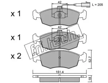 283.0 fri.tech. Комплект тормозных колодок, дисковый тормоз