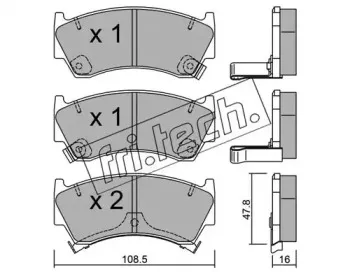 287.0 fri.tech. Комплект тормозных колодок, дисковый тормоз