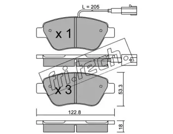 330.0 fri.tech. Комплект тормозных колодок, дисковый тормоз