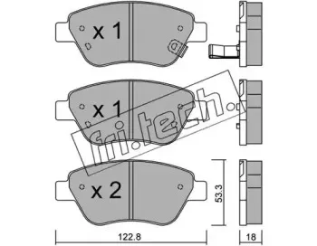 330.2 fri.tech. Комплект тормозных колодок, дисковый тормоз