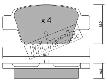 332.0 fri.tech. Комплект тормозных колодок, дисковый тормоз