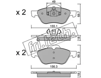 344.1 fri.tech. Комплект тормозных колодок, дисковый тормоз