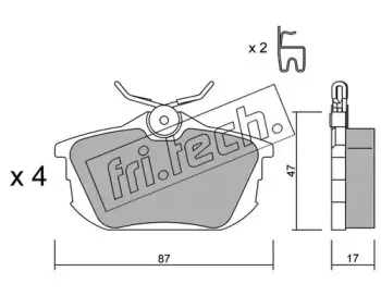 356.0 fri.tech. Комплект тормозных колодок, дисковый тормоз