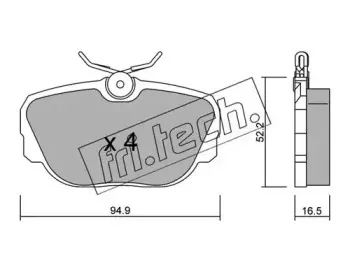 360.0 fri.tech. Комплект тормозных колодок, дисковый тормоз