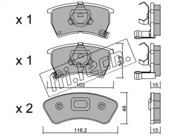 395.0 fri.tech. Комплект тормозных колодок, дисковый тормоз