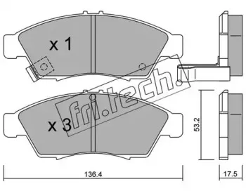 453.0 fri.tech. Комплект тормозных колодок, дисковый тормоз