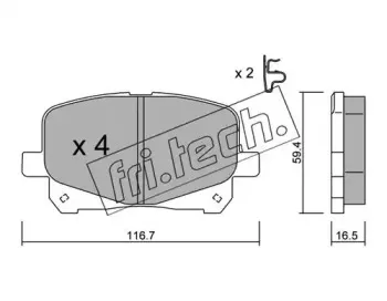 459.0 fri.tech. Комплект тормозных колодок, дисковый тормоз